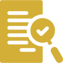 Verified document with magnifying glass