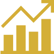 Gold bar chart with growth arrow
