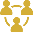Three connected people icons